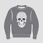 gray sweatshirt with white skull graphic image